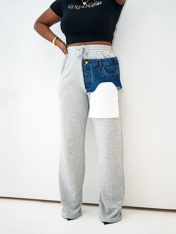 Mixed Up Denim Sweatpants