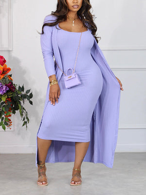 Ribbed Cardigan & Dress Set