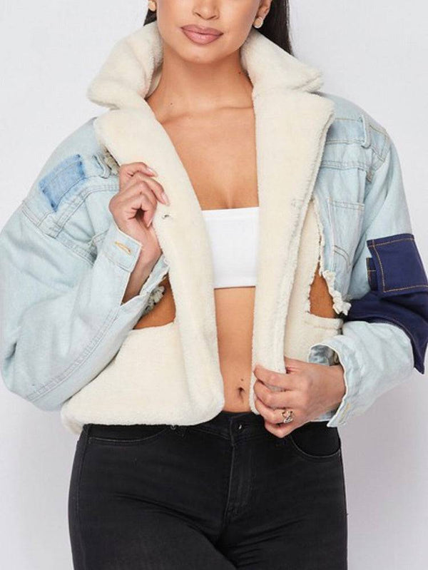 Lamb Denim Patchwork Coat