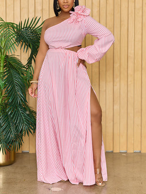 Striped Slit Maxi Dress