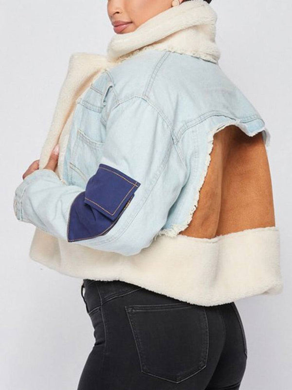 Lamb Denim Patchwork Coat