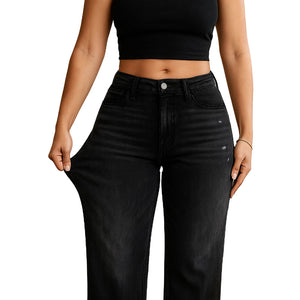 ONESO Women's Mid-Low Rise Baggy Wide Leg Stretch Denim Jeans