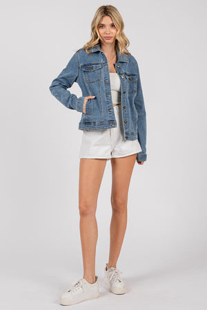 Women's Classic Denim Jacket - Button Front Trucker Style, Regular Fit