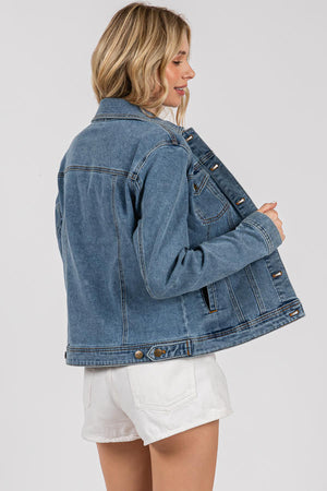 Women's Classic Denim Jacket - Button Front Trucker Style, Regular Fit
