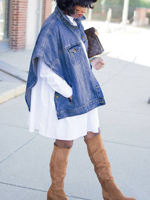 Irregular Button Denim Coat