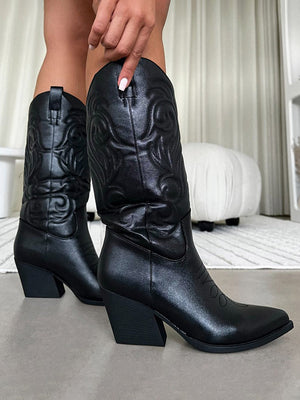 Metallic PU Leather Cowboy Boots