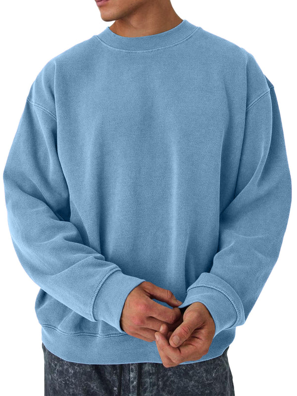 Men's Casual Round Neck Comfortable Solid Color Sweatshirt