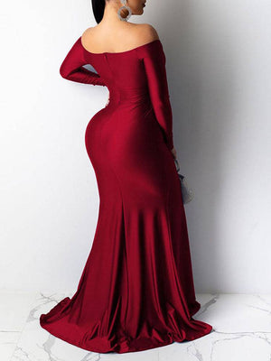 High Waist V-Neck Maxi Dress