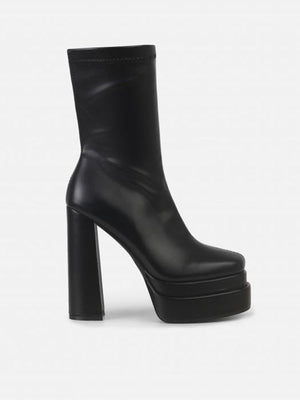 PU Chunky High Heel Ankle Boots