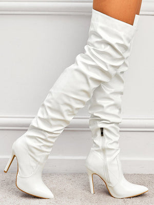 PU Pointed Toe Over The Knee Boots