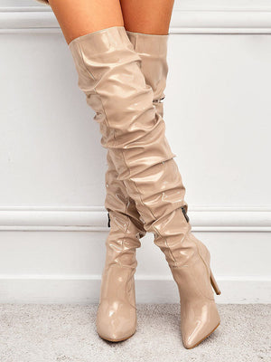 PU Pointed Toe Over The Knee Boots