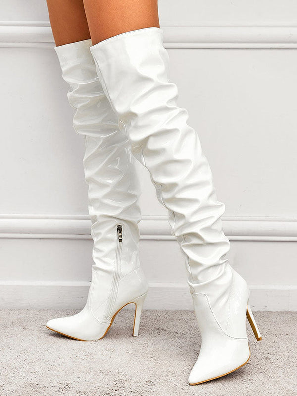 PU Pointed Toe Over The Knee Boots