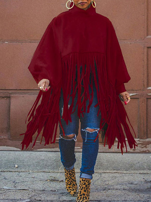 Solid Fringed Faux Suede Top