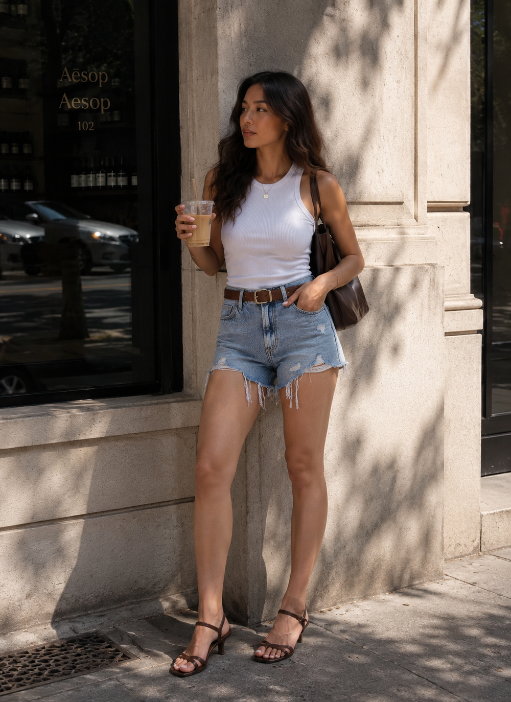 ONESO Women's Mid Waiste Denim Shorts Stretchy Ripped Jean Shorts