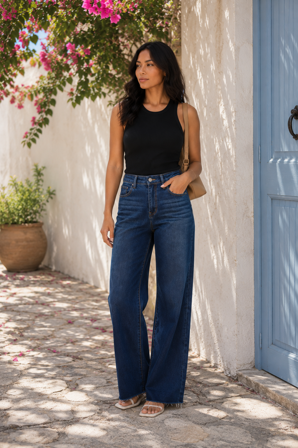 BlueMoment High Waisted Wide Leg Jeans for Women Stretchy Tummy Control Loose Denim Pants Trendy Plus Size Mom Baggy Jeans