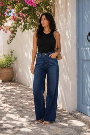 BlueMoment High Waisted Wide Leg Jeans for Women Stretchy Tummy Control Loose Denim Pants Trendy Plus Size Mom Baggy Jeans