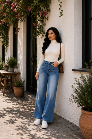 ONESO Wide Leg High Waisted Stretch Baggy Jeans BBL Jeans