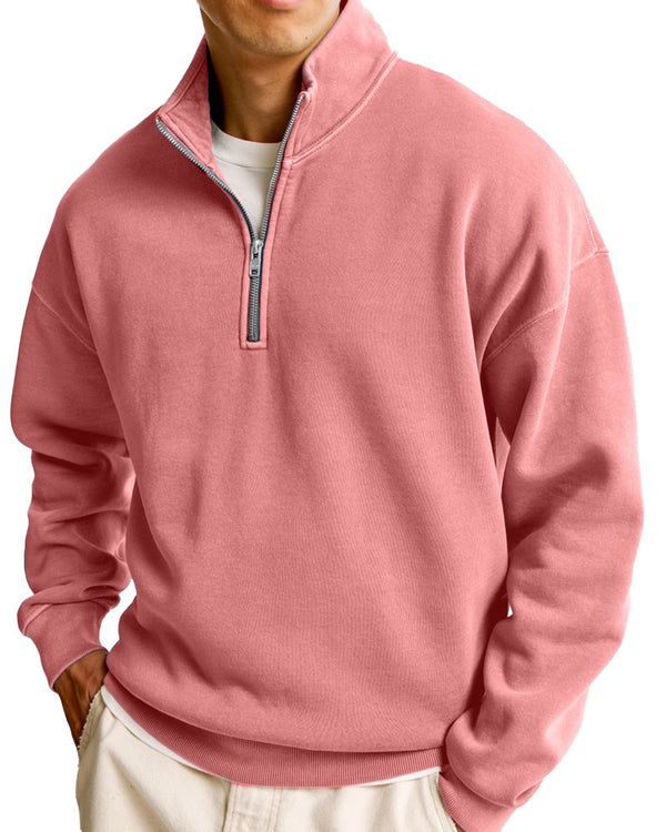 Men's Fashionable Casual Half-Zip Stand Collar Long-Sleeved Sweatshirt