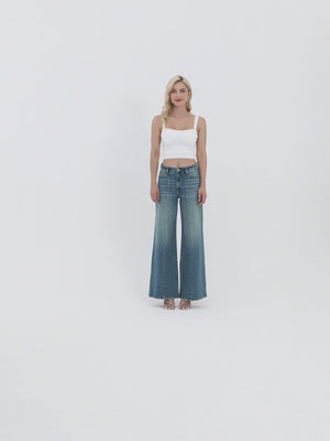 High Rise Stretch Wide Leg Vintage Jeans