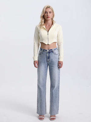 High Rise Stretch Wide Leg Jeans