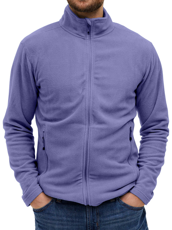 Men's Daily Solid Color Polar Fleece Zipper Sweatshirt