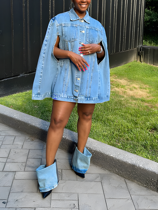 Denim Poncho Jacket