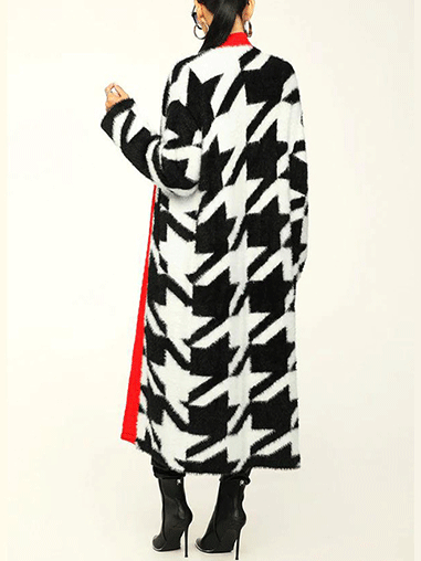 Fur Houndstooth Cardigan