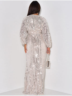 Sequin Puffed Sleeves Party Dress