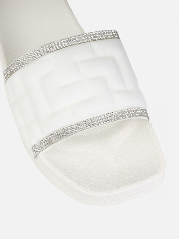 Wide Strap Rhinestone Sandals