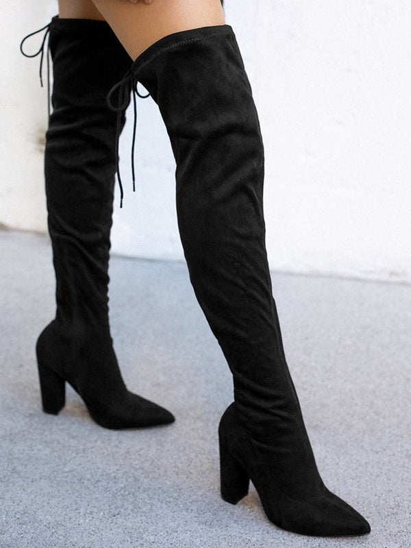 Suede Tie Back Boots