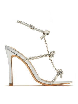 Rhinestone Bow Heeled Sandals