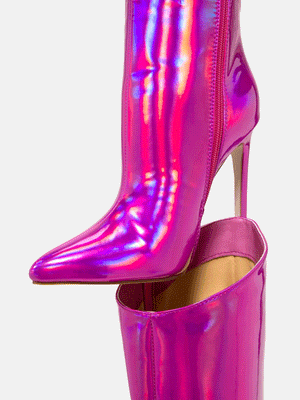 Leather Stiletto Heeled Shiny Boots