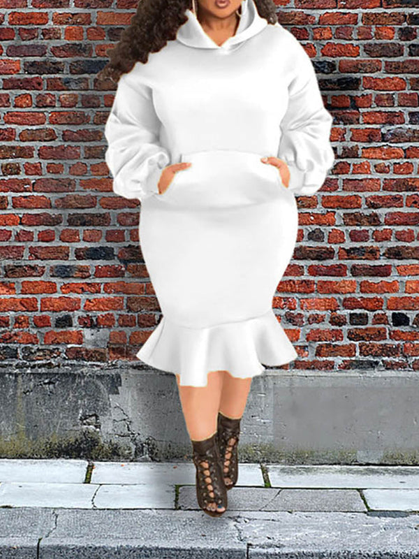 Hoodie Sweater Flounce Skirt Set