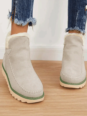 Solid Fur Ankle Snow Boots