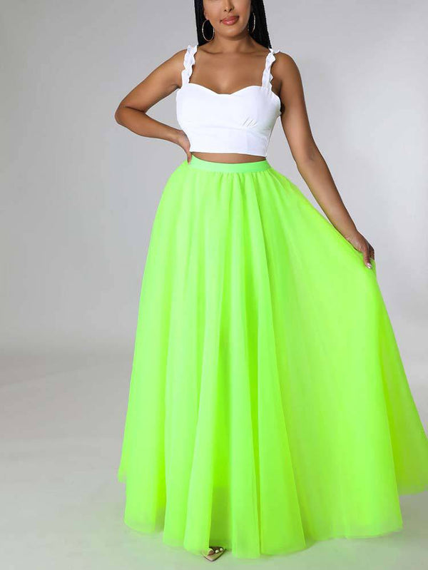 High Waist Solid Color Skirt