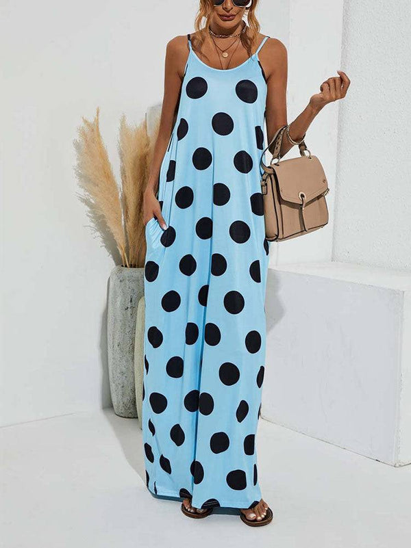 Polka Dot Print Spaghetti Strap Dress