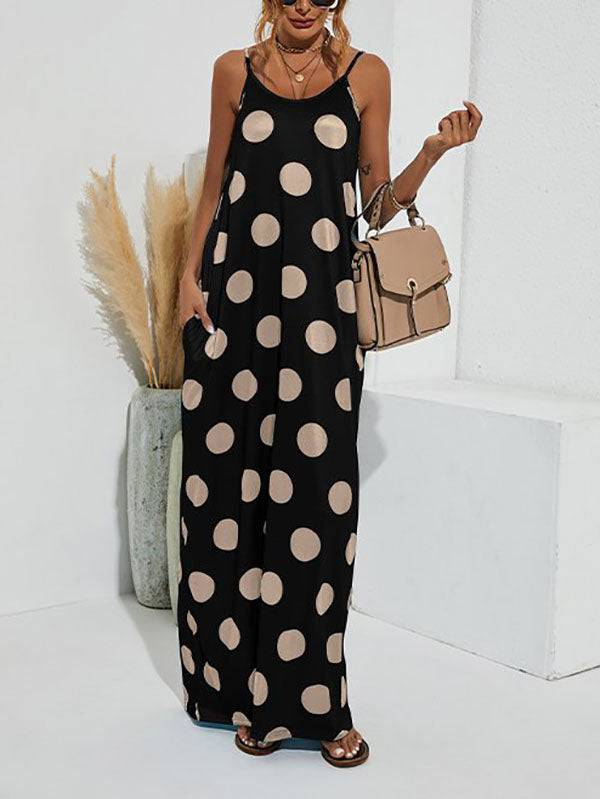 Polka Dot Print Spaghetti Strap Dress